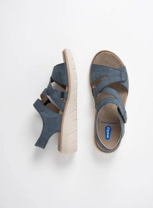 Wolky IKARIA BioCare Vegan Leather Sandal - Denim Blue