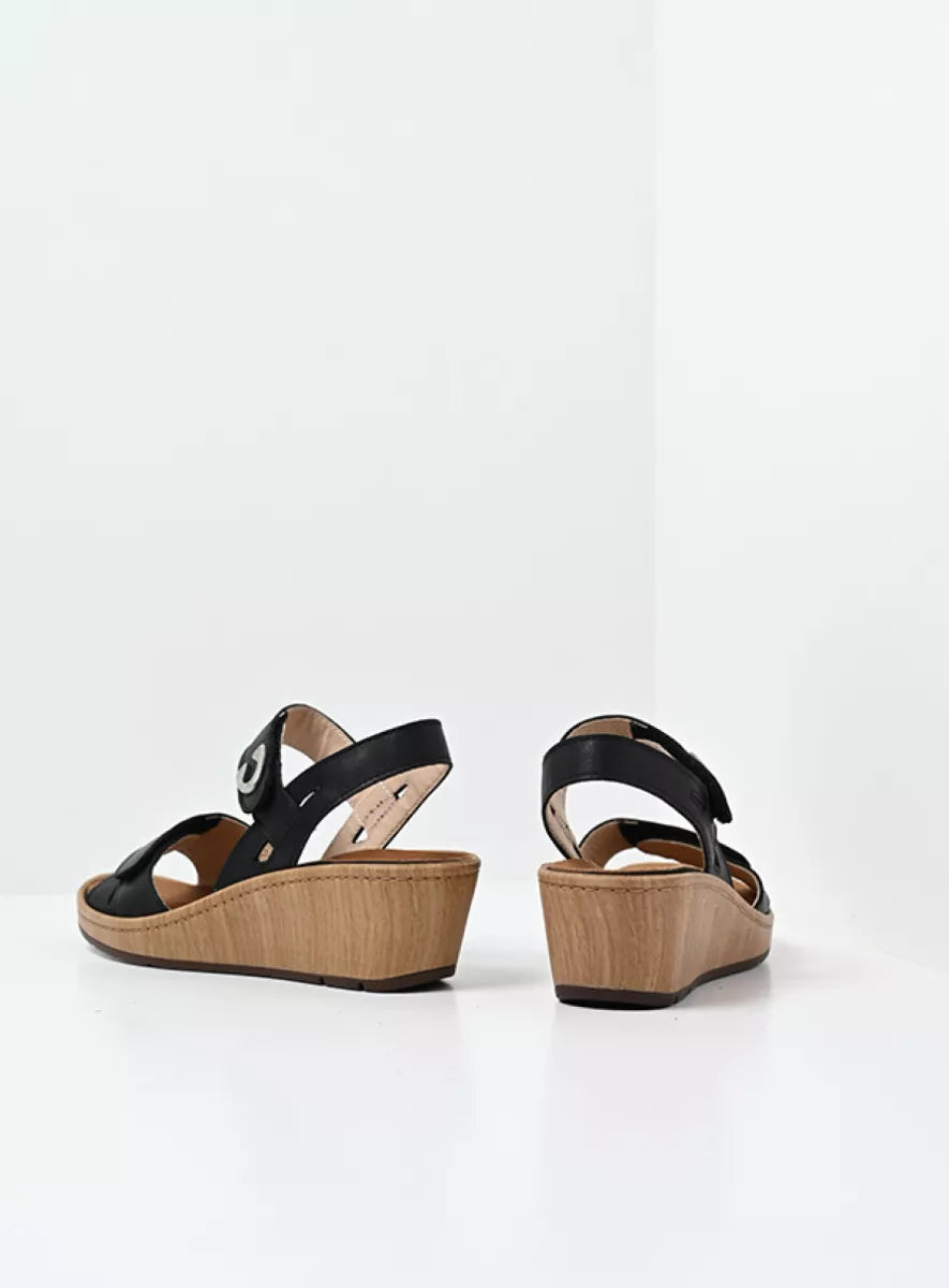 Wolky SANIBEL Leather Wedge - Black