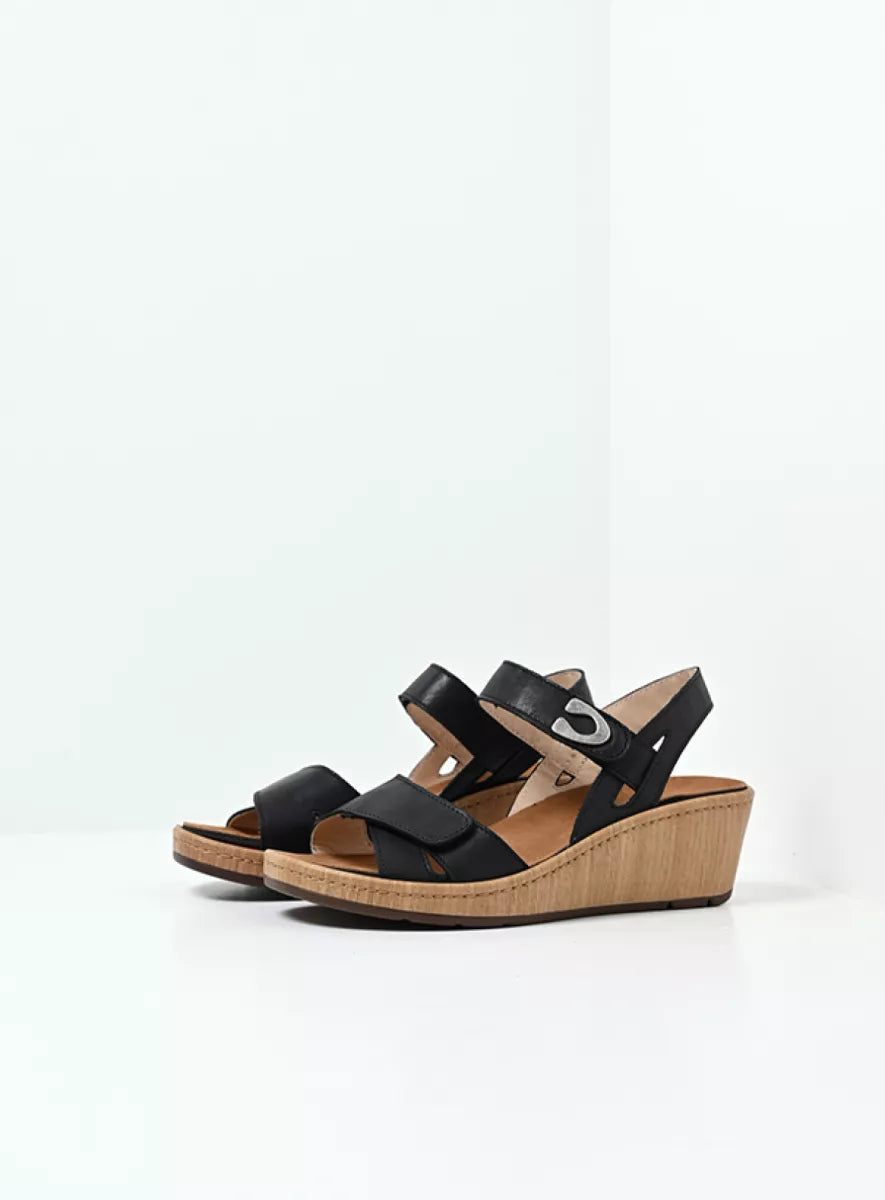 Wolky SANIBEL Leather Wedge - Black