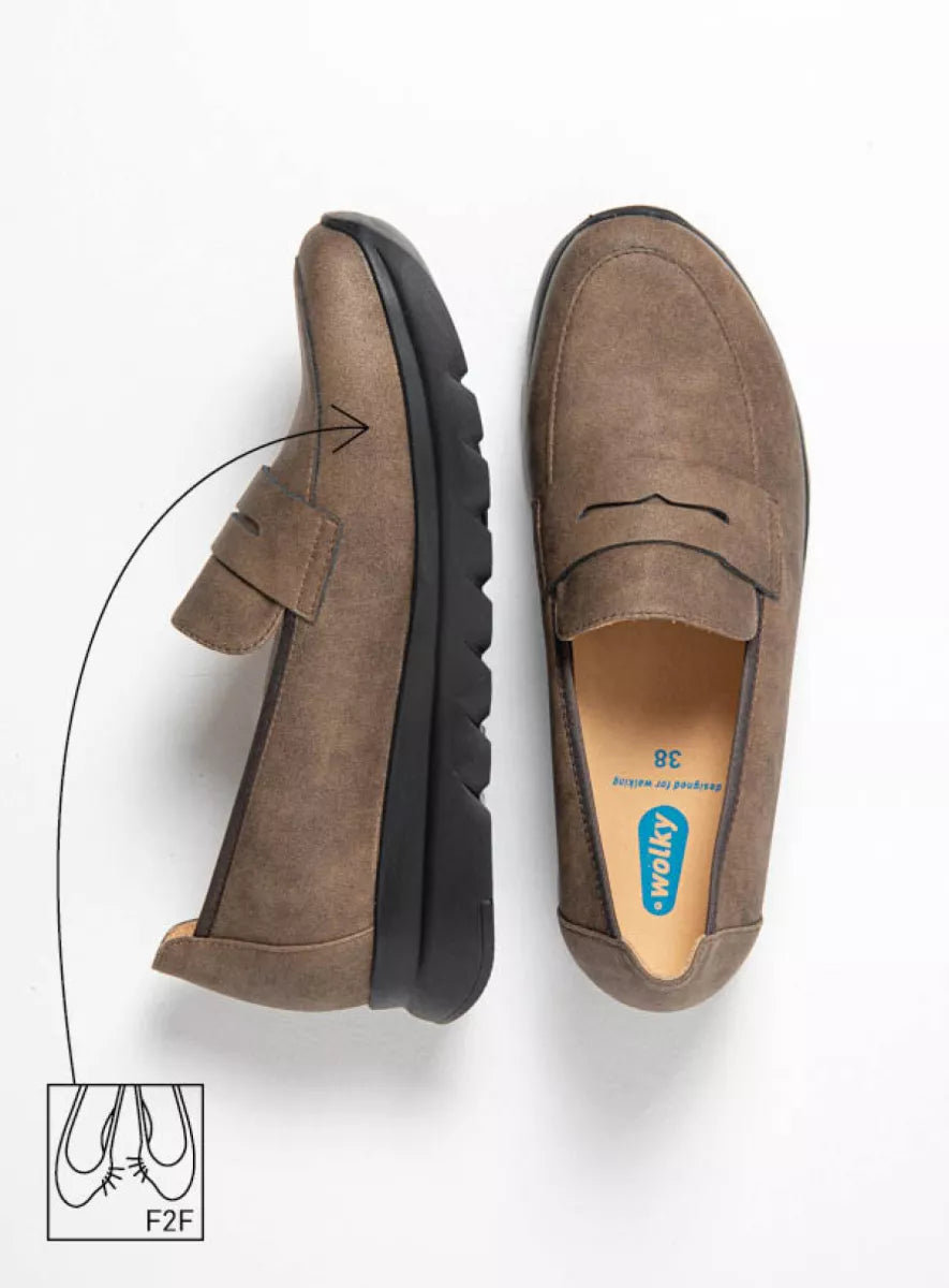 Wolky SNOAFER Slip-on Loafer - Dark Taupe Vegan Nubuck Leather