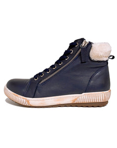 CABELLO EG159 FUR TOPPED ANKLE BOOT - NAVY