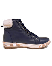 Load image into Gallery viewer, CABELLO EG159 FUR TOPPED ANKLE BOOT - NAVY